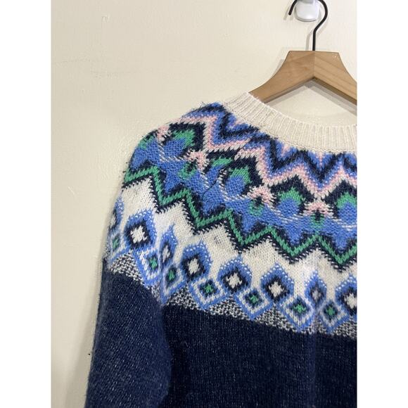 Nordic Scandi Lopapeysa Wool Blend Sweater L Chunky Knit Cottagecore Cozy - Picture 9 of 13